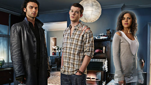 **THIS IMAGE IS UNDER STRICT EMBARGO UNTIL 00:01HRS MONDAY 15TH JANUARY 2008** Picture shows: l-r Mitchell (Aidan Turner), George (Russell Tovey) and Annie (Lenora Crichlow). (c) BBC