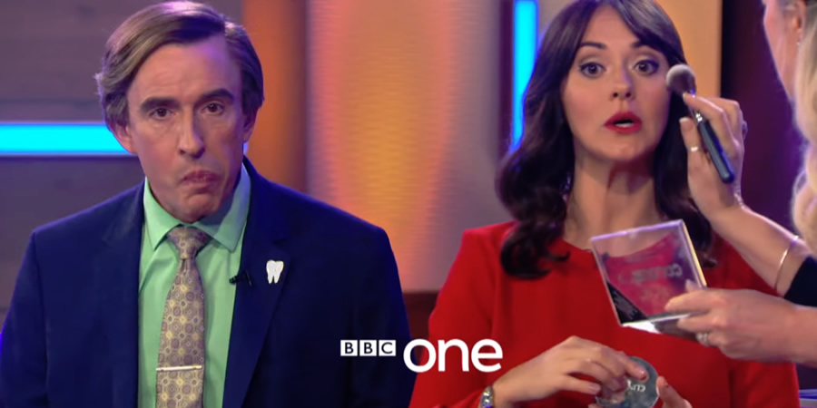 Steve Coogan as Alan Partridge and Susannah Fielding as Jennie Gresham on 'This Time with Alan Partridge'