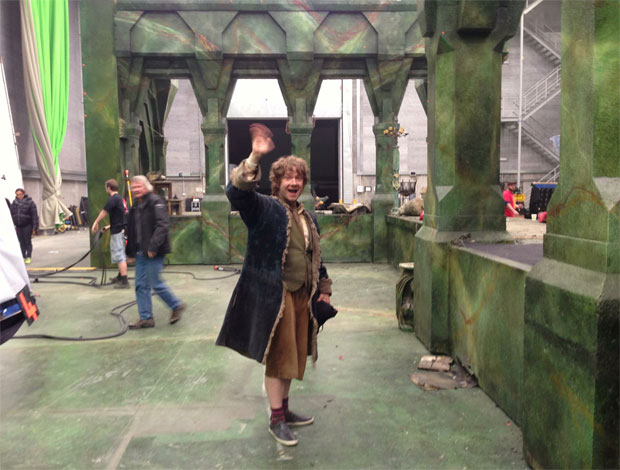 Martin Freeman as Bilbo Baggins waves goodbye to Middle Earth