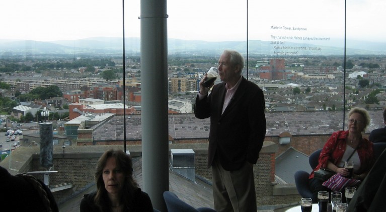 Frank McCourt taping Historic Pubs of Dublin at the Guinness Brewery