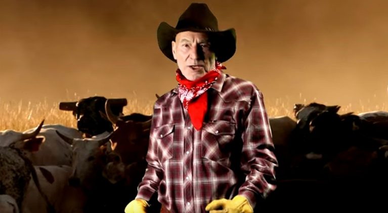 Sir Patrick Stewart is home on the range as country crooner, ‘Cowboy Pat’