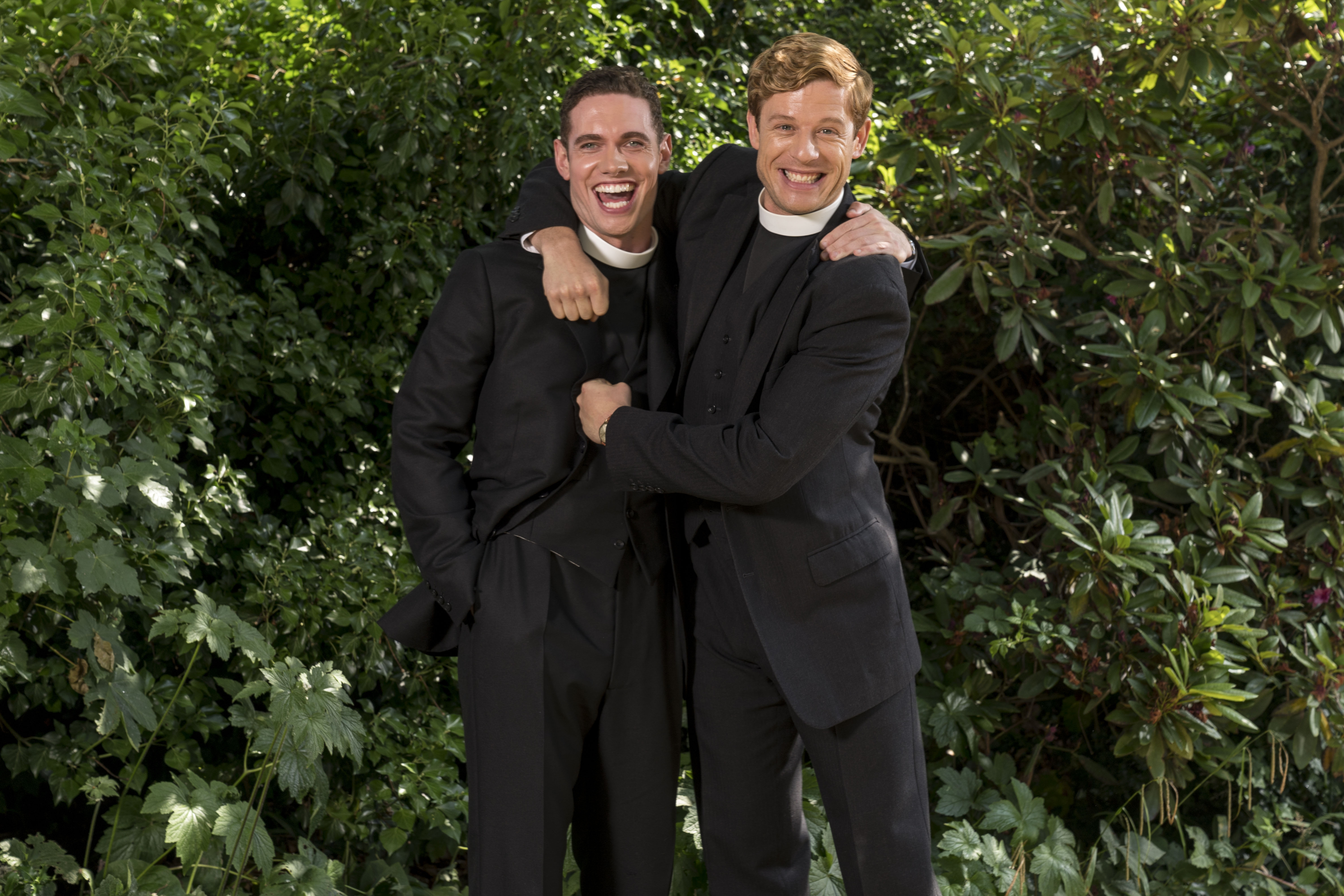 TOM BRITTANY as Rev. Will Davenport and JAMES NORTON as Sidney Chambers. (C) iTV